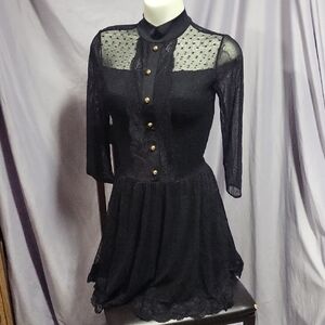 Weissman Black Lace Long Sleeve Dress
